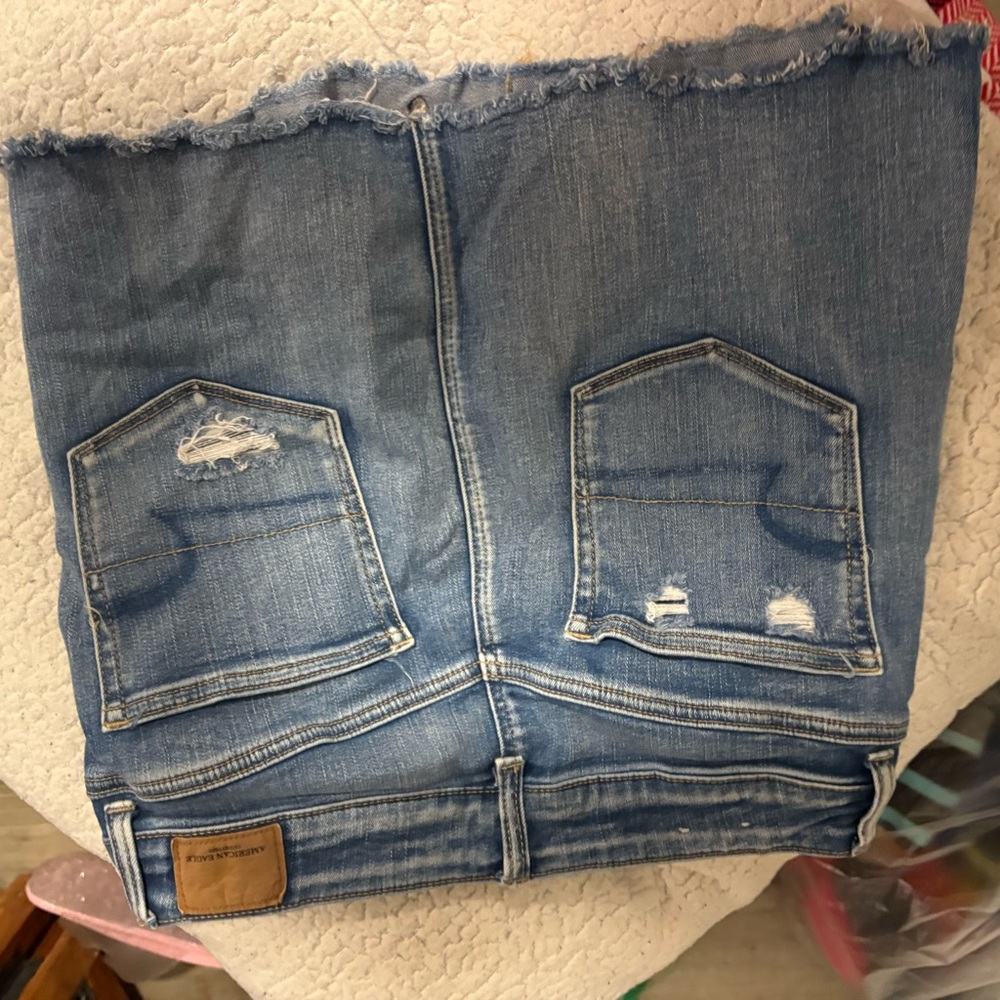 Women's Blue Distressed Jean skirt American eagle